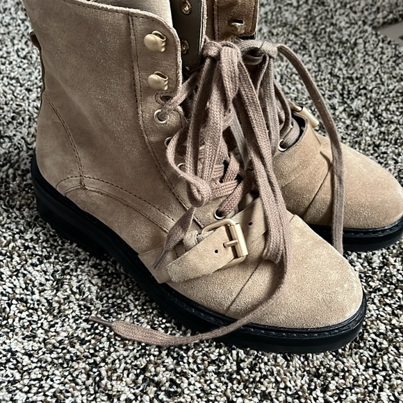 All Saints Revolve Dark Sand Suede Donita Combat Bootie, worn once - Picture 4 of 8